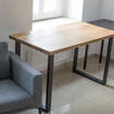 Biurko stolik z litego drewna dębowe 130x70 w stylu industrialnym FV23 zdjęcie 1